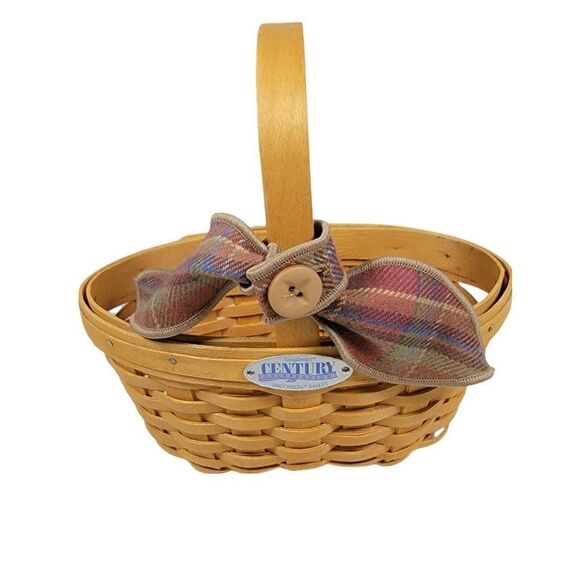 Longaberger Century Celebration Cheers Basket 2000 Plaid Handle Scarf Tie On - Picture 1 of 7